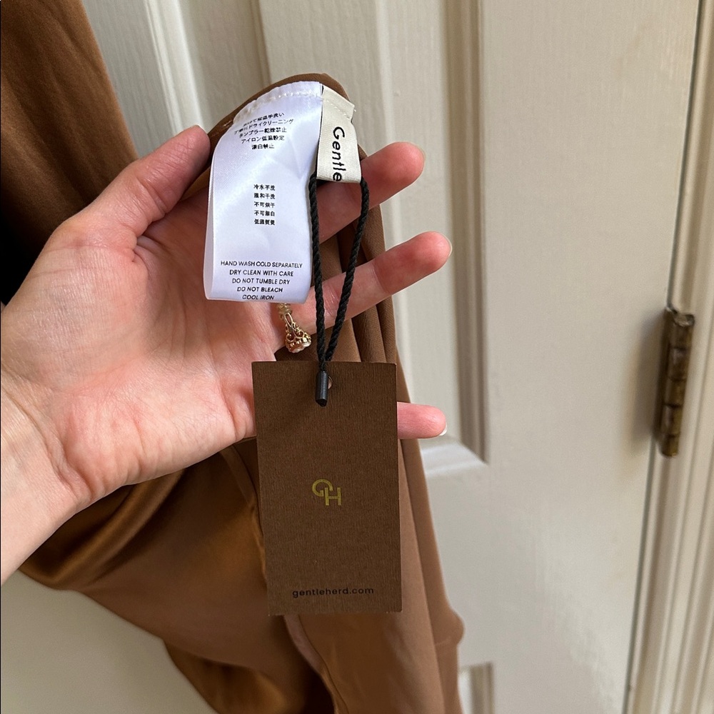 NWT Silk Satin Slip Midi Dress (Brown/Copper) - Gentle Herd - Picture 4 of 5